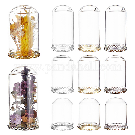 BENECREAT 12 Sets Mini Clear Glass Cloche Dome 1.5/2/2.3 Inch Glass Display Cloche Dome with 3 Colors Metal Base Cloche Bell Jar for Candles Crafts Decorations DJEW-BC0001-20-1