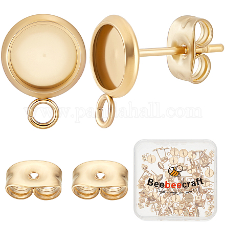 50 шт. плоская круглая фурнитура для сережек-гвоздиков из нержавеющей стали 304 STAS-BBC0005-85A-1