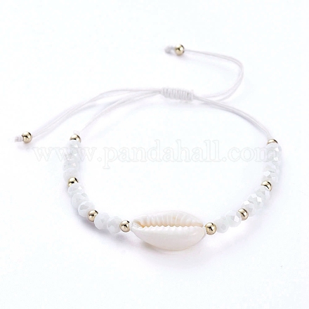 Verstellbare geflochtene Perlenarmbänder aus Nylonfaden BJEW-JB05211-01-1