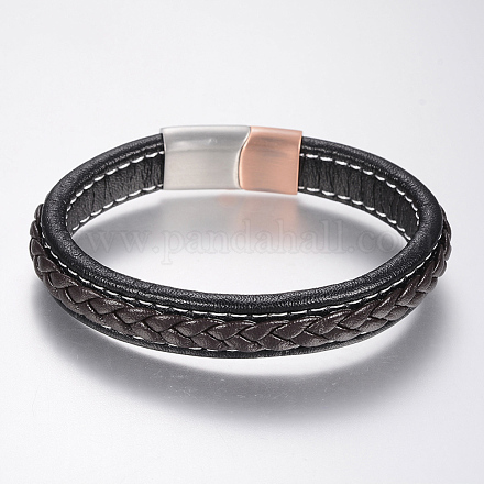Braided Leather Cord Bracelets BJEW-H561-09C-1