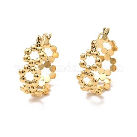 Placage ionique (ip) 304 anneau de perles en acier inoxydable boucles d'oreilles pour femmes EJEW-P202-02G-1