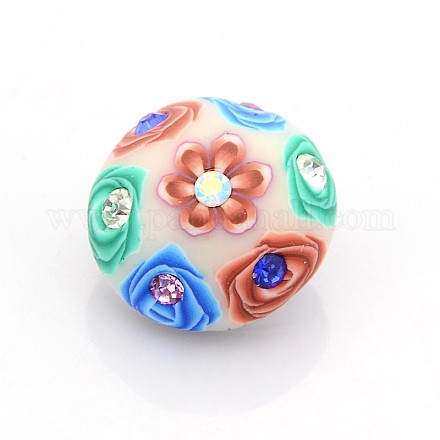 Alliage argile polymère boutons strass motif fleur bijoux snap SNAP-O016-04-1