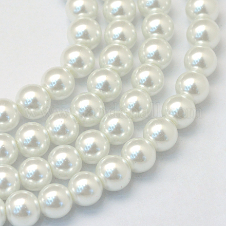 Baking Painted Pearlized Glass Pearl Round Bead Strands HY-Q330-8mm-01-1