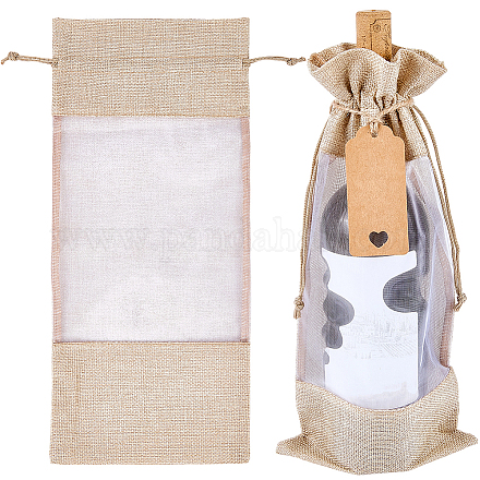Мешочки для хранения винных бутылок из джутовой ткани ABAG-WH20018-15B-1
