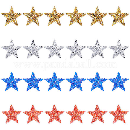 Fingerinspire 24 pièce étoile à repasser sur strass (or argent rouge bleu DIY-FG0003-83-1