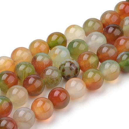 Round Natural Peacock Agate Beads Strands G-S127-8mm-1