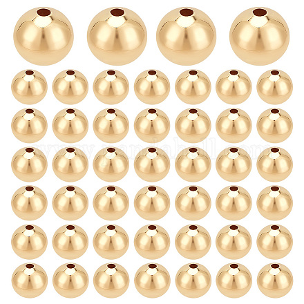 Beebeecraft 1 Box 40Pcs Round Spacer Beads 18K Gold Plated 8mm Smooth Loose Ball Beads for Jewellery Making Charms Findings DIY Craft KK-BBC0011-43-1