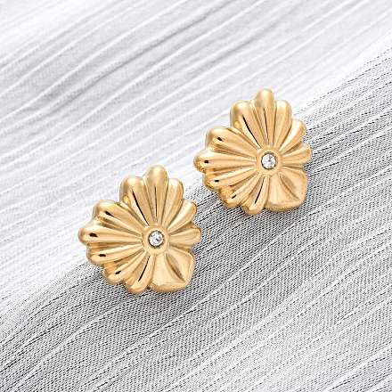 Серьги-гвоздики в форме сердца из нержавеющей стали 304 с прозрачным кубическим цирконием EJEW-Z118-02G-1