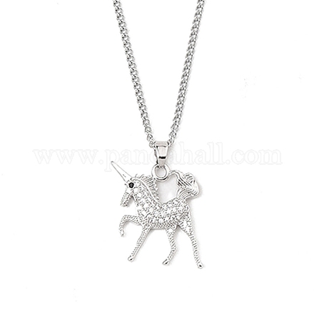 Brass Micro Pave Clear Cubic Zirconia Pendant Necklaces NJEW-M211-01B-P-1