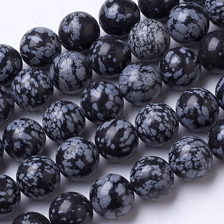 Natural Snowflake Obsidian Beads Strands G-D855-11-12mm-1