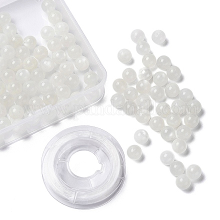 100 perles de pierre de lune blanche naturelle de 8 mm DIY-LS0002-19-1