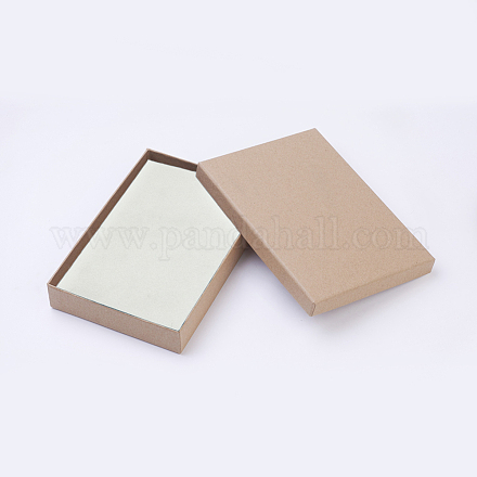 クラフト紙箱  白いスポンジマット付き  長方形  18x12.5x3cm CON-WH0009-01-1