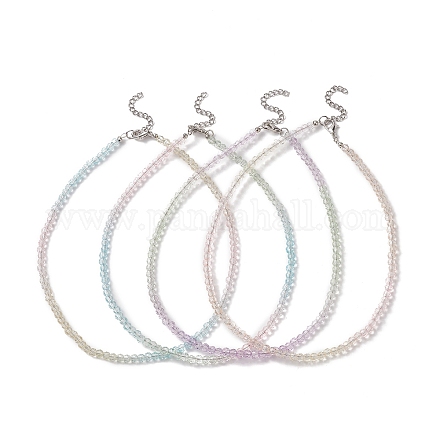 Facettierte Halsketten aus Glasperlen mit Farbverlauf für Damen NJEW-JN04195-1