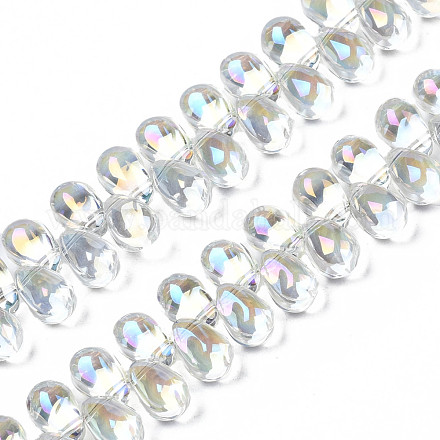 Electroplate Transparent Glass Beads Strands EGLA-S193-06-1