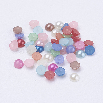Half Round Domed Imitated Pearl Acrylic Cabochons OACR-H001-4x2mm-1
