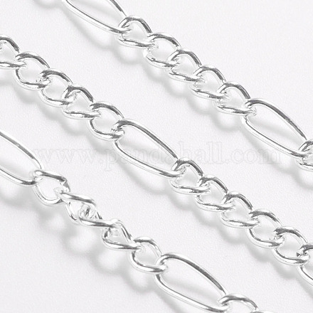 Серебряные позолоченные железные цепочки ручной работы цепочки figaro цепочки мать-сын X-CHSM038Y-S-1