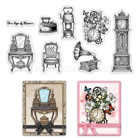 CRASPIRE Clear Silicone Stamps Vintage Clear Stamps Gramophone Transparent Silicone Stamps Clear Rubber Scrapbooking Stamps for Card Making DIY Thanksgiving Card Photo Album Decor Craft DIY-WH0167-56-1075-1