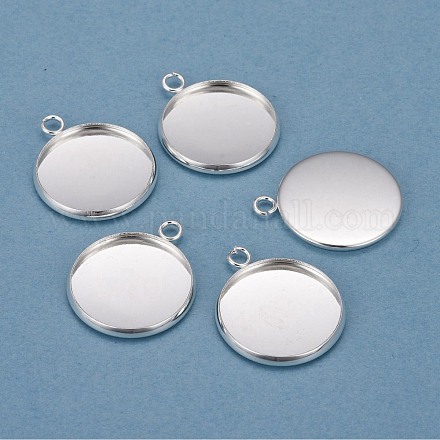 304 Stainless Steel Pendant Cabochon Settings STAS-F191-14S-F-1