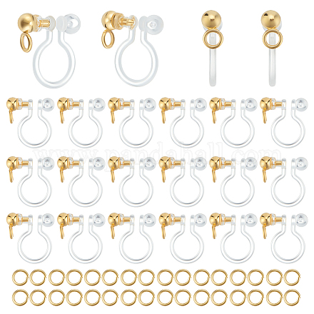 UNICRAFTALE 30Pcs Real 18K Gold Plated Clip-on Earring Findings with Plastic Clip-on Earring Converter 304 Stainless Steel DIY Earring Components with Loop with Open Jump Rings for DIY Jewelry Making STAS-UN0051-65-1