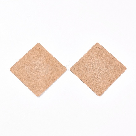 ジュエリーディスプレイクラフト紙の価格タグ  菱形  砂茶色  69x69x0.3mm  50個/袋 CDIS-WH0005-05G-1