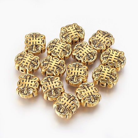Perles en alliage de accessoires de bijoux de chinoiserie de style tibétain TIBEB-7635-AG-NR-1