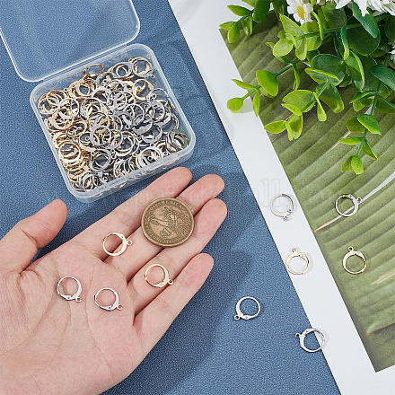 UNICRAFTALE About 120pcs Stainless Steel Leverback Earring Findings 14.5mm Long 2 Colors Hypoallergenic Earrings with a 1-1.2mm Loop for Earring Making Round Hook Ear Wires Findings STAS-UN0024-85-1