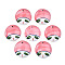 Handmade Porcelain Pendants, Famille Rose Style, Dome with Girl Face Cartoon, Light Coral, 39~41x37~39x10~11mm, Hole: 3mm