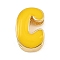 Brass Enamel Beads, Cadmium Free & Lead Free, Rack Plating, Long-Lasting Plated, Real 18K Gold Plated, Letter C, 14x10x6mm, Hole: 3x11mm
