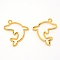 Alloy Open Back Bezel Pendants, for DIY UV Resin, Epoxy Resin, Pressed Flower Jewelry, Cadmium Free & Lead Free, Dolphin Shape, Golden, 37x28.5x3mm, Hole: 3mm