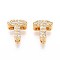 Brass Micro Pave Clear Cubic Zirconia Beads, Letter, Nickel Free, Letter T, 9x8x5mm, Hole: 3X2mm