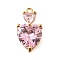 Brass Micro Pave Cubic Zirconia Pendants, Heart Charms, Real 18K Gold Plated, 15x8.5x5mm, Hole: 1mm