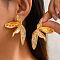 Flower Alloy Stud Earrings, Golden, 65x35mm