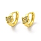 Brass Micro Pave Cubic Zirconia Hoop Earring, Real 18K Gold Plated, Butterfly, Clear, 11.5x7mm