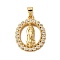 Brass Micro Pave Clear Cubic Zirconia Pendants, Lady of Guadalupe Charms, Long-Lasting Plated, Oval with Virgin Mary, Golden, 23x18x3mm, Hole: 5.5x3mm