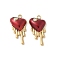 304 Stainless Steel Enamel Pendants, with Rhinestone, Real 18K Gold Plated, Melting Heart Charms, Ion Plating(IP), Dark Red, 17.5x9x3.5mm, Hole: 1.4mm