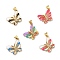 Eco-friendly Brass Micro Pave Cubic Zirconia Pendants, with Enamel, Long-Lasting Plated, Real 18K Gold Plated, Cadmium Free & Lead Free, Butterfly, Mixed Color, 24.5x21x3mm, Hole: 4.5x3.5mm
