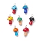 Handmade Lampwork Pendants, Mushroom, with Copper Wire and ABS Plastic Imitation Pearl Beads, Platinum, 23~23.5x11~13.5mm, Hole: 3mm