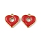 304 Stainless Steel Enamel Pendants, Heart Charms, Real 18K Gold Plated, PVD Vacuum Plating, Red, 18x18.5x4mm, Hole: 1.5mm