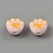 Handmade Porcelain Beads, Paw Print, Pink, 11.5x12.5x9mm, Hole: 1.8mm