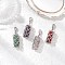 Round Natural Amethyst & Carnelian & Rose Quartz & Green Aventurine Pendant Decoration, with 304 Stainless Steel Jump Rings and Lobster Claw Clasps, 45~46mm, 4pcs/set