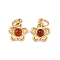 Natural Carnelian(Dyed & Heated) Flower Charms, with Brass Settings, Rack Plating, Cadmium Free & Lead Free, Long-Lasting Plated, Real 18K Gold Plated, with Jump Rings, 12x10x3.5mm, Hole: 4.5mm
