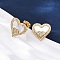 Heart Brass Micro Pave Clear Cubic Zirconia Stud Earrings, with Ear Nuts, with Shell, Cadmium Free & Lead Free, Rack Plating, Long-Lasting Plated, Real 18K Gold Plated, 14x14mm