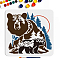 1Pc PET Hollow Out Drawing Painting Stencils, 1Pc Paint Bamboo Brushes, Bear, 169~300x5~300mm