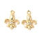Brass Micro Pave Clear Cubic Zirconia Pendants, Fleur De Lis Charms, Rack Plating, Lasting Plated, Nickel Free, Real 18K Gold Plated, 12.5x9.5x3mm, Hole: 1.2mm