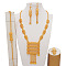 Rectangle & Column Brass Bracelets & Earrings & Necklaces & Rings Sets, Golden, Earring: 2.95 inch(75mm)