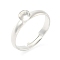 Adjustable Brass Pad Ring Setting, Blank Round Ring Base Tray, Rack Plating, Long-Lasting Plated, Lead Free & Cadmium Free, 925 Sterling Silver Plated, Tray: 5mm, 3mm, Inner Diameter: 17mm