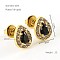 304 Stainless Steel Cubic Zirconia Stud Earrings, Golden, Teardrop, 11x9mm