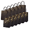 Paper Bags, with Handles, Gift Bags, Shopping Bags, with Golden Printed Pattern, Rectangle, Black, Mixed Patterns, 20.9~21.2x14.9~15x8cm, 2 patterns, 10pcs/pattern, 20pcs/set