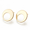 Brass Stud Earring Findings, Flat Round, Nickel Free, Real 18K Gold Plated, 15x15x1mm, Pin: 0.7mm