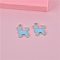 Alloy Enamel Pendants, Golden, Dog Charm, Light Sky Blue, 17x20mm